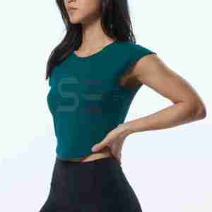 OEM Custom Blank Fitness Lightweight Cotton Crew Neck Sleeveless Yoga <b>Cropped</b> Tank <b>Top</b> for Women - Product Image 6