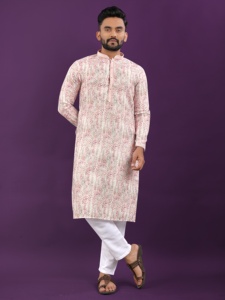 Meilleure vente mariage vêtements traditionnels en relief semi-lin hommes Simple Kurta pyjama qualité fournisseur 2025 Maruti mode MF72 - Product Image 5