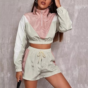 Chándal informal a prueba de viento ligero unisex personalizado, conjunto de chaqueta superior con cremallera de 2 piezas y pantalón con cintura elástica - Product Image 3