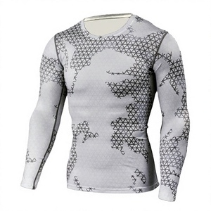 Chemise de compression pour homme à col montant, séchage rapide, en Spandex/Polyester, anti-bactérienne, manches longues, Rashguard – Fournisseur B2B pour usines - Product Image 1