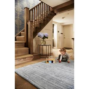 Handmade Large Silver <b>Grey</b> Wool <b>Rug</b> with Fine Stripes for Bedroom Hallway <b>Living</b> <b>Room</b> - Product Image 4