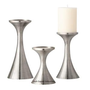 Top Trending Metal <b>Pillar</b> <b>Candle</b> Holder Holder Set Silver Finished Handmade for Wedding Dinner Table Lighting Decor - Product Image 5