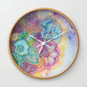 Fleurs et feuilles Designer magnifique Look Prime qualité en bois forme ronde cadre horloge murale maison et hôtel décoration fournitures - Product Image 2