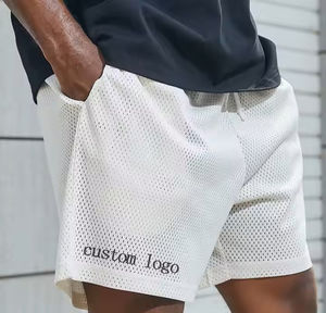 Vêtements de plage d'été de couleur unie, vente en gros de shorts de bain pour hommes en tissu peigné, taille élastique, tricot décontracté, anti-UV, séchage rapide - Product Image 3