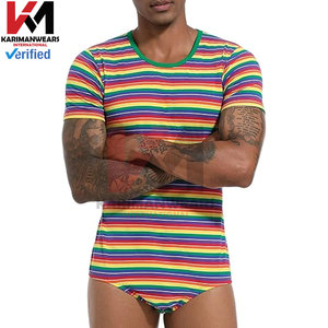 Mens Short Sleeve Bodysuit One-Piece Pajama Romper Cotton Spandex OEM Branding Bulk Supply Premium Supplier - Product Image 3