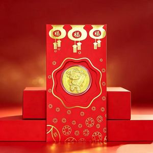 Pièce de monnaie commémorative en or du Zodiaque Chinois 2027, Année du Chèvre, avec enveloppe rouge, cadeau créatif transfrontalier personnalisable - Product Image 4