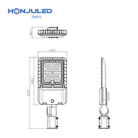 Kit de lampadaire LED HONJU SKD 100W, boîtier de lampe de type Shoebox, lentille optique T2/T3/T4M, matériau PC, IP65, éclairage routier, 3030 SMD, 42 LED