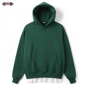 Boxy alta calidad pulóver lujo francés Terry 100% algodón en blanco Regular Fit Vintage invierno hombres para negro 300gsm - Product Image 1