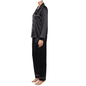 Satin séchage rapide femmes pyjama ensemble doux léger vêtements de nuit à manches longues deux pièces salon ensemble confortable maison vêtements de nuit - Product Image 3