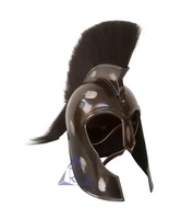 Costume de Chevalier Médiéval Troie-Achille pour Halloween, Casque et Armure Grecque Trojane Personnalisés, Plume Noire Faite à la Main en Métal