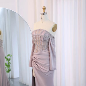 Jancember SCZ193 abiti da ballo da sera a sirena con spacco rosa polveroso Sexy - Product Image 4