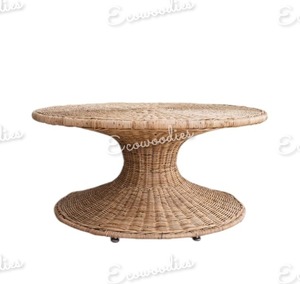 Table basse ronde en bambou de luxe rotin bambou moderne intérieur et extérieur pour meubles de salon Console incrustée d'os - Product Image 5