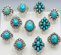 Bague en argent sterling 925 plaqué rhodium avec turquoise, sertie clos, certifiée, bijou tendance, cadeau quotidien