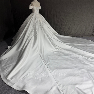 Robe de mariée de luxe en satin Jancember MN295, col haut, robe de mariée perlée, robe de bal, Vestido De Novia, <span class=keywords><strong>mariage</strong></span> royal - Product Image 4
