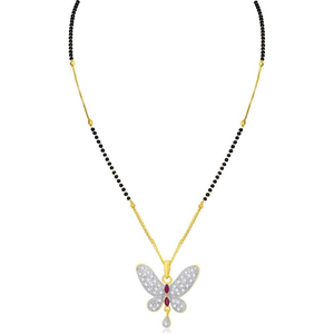 Conjunto de Joyería Fina Titli Mangalsutra, Chapado en Oro, Cobre, Latón, Zirconia, Zafiro, Rubí, Perla, Diamante, en Forma de Hoja, para Regalos de Boda - Product Image 3