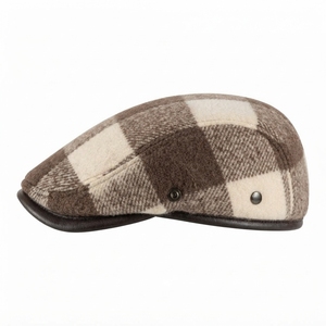 Gorro Octogonal de Lana a Cuadros con Forro Polar, Estilo Vintage, Casual, para Invierno, Personalizable con Logotipo, Venta al Por Mayor, OEM - Product Image 2