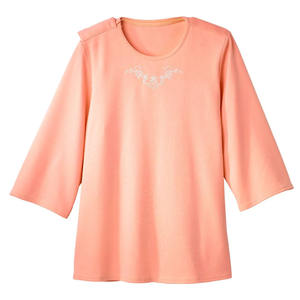 เสื้อปักลายสำหรับผู้หญิงใส่ในบ้านเสื้อคอกลมเปิดหลังได้อย่างง่ายดายเสื้อบำบัดการฟอกเลือดจากคีโม - Product Image 1