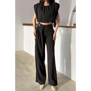 Conjunto de Blusa y Pantalones de Modal Negro - Negro - Product Image 3