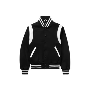 เสื้อแจ็กเก็ตเบสบอลแขนหนังสำหรับผู้ชายใส่สบาย - Product Image 5