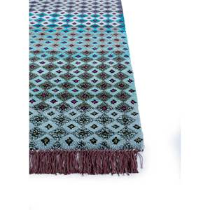 Tapis Manchaha bleu noué à la main en laine et soie de bambou, épaisseur 10 mm, motif géométrique abstrait, rectangulaire, pour la maison et le couloir, modèle Les-1498 - Product Image 4
