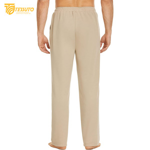 Pantalones deportivos informales ligeros de 100% algodón para hombre con malla inferior abierta y bolsillos con cremallera ajuste holgado - Product Image 2