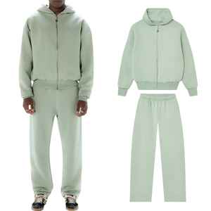 Conjunto de chándal para hombre, ropa de calle de 100% algodón de felpa francesa de gran tamaño con logotipo 3D y cremallera completa, conjunto de chándal para hombre - Product Image 1