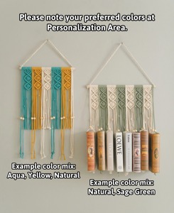 Porte-livre en macramé coloré à suspendre au mur pour une décoration intérieure élégante, salon, chambre à coucher et affichage intérieur créatif en provenance d'Inde - Product Image 6