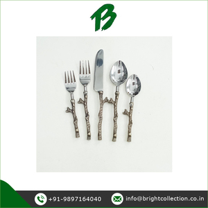 Juego de cubiertos con mango forjado de vástago de material de acero inoxidable, Plata pulida para uso en bodas y fiestas al mejor precio - Product Image 3