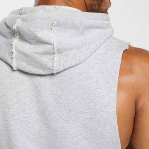 Heather Grey Color <b>Sleeveless</b> Knitted Plus Size <b>Hoodie</b> Cheap Price Wholesale Best Selling Premium Quality <b>Men's</b> Hoodies - Product Image 6