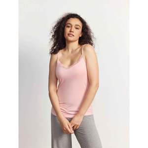   Camisola Premium de Bambú con Encaje y Cuello en V para Mujer, Tejido de Punto Premium, Estilo Casual para Primavera, Suave al Tacto - Product Image 2