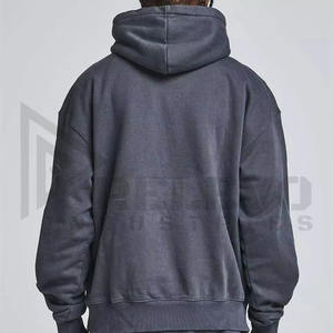 เสื้อฮู้ดผ้าเทอร์รี่ผ้าถักมีฮู้ดผ้าเทอร์รี่สีเทาสำหรับผู้ชายเสื้อฮู้ดโอเวอร์ไซส์จากนักออกแบบ OEM - Product Image 5