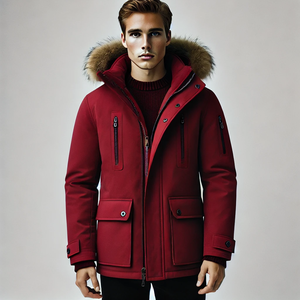 Haute qualité hommes hiver Parka épais chaud réversible coupe-vent vêtements d'extérieur décontractés imperméable fourrure capuche respirant veste moyenne - Product Image 5