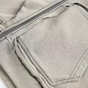 Sweat à capuche vintage pour homme, automne 2026, fermeture éclair, effet délavé personnalisé, 100% coton, poids lourd, épais, en vente - Product Image 4