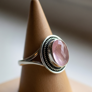 Stylish 925 Silver Fashion <b>Ring</b> High Quality Rose Quartz <b>Crystal</b> with Rose Gold Plating Trendy Wedding Party Band Gift - Product Image 6