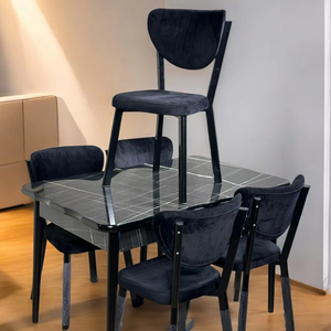 Meilleure qualité or conception turque salle à manger ensemble 6 chaises et une table allongée à un prix style moderne produit de gros - Product Image 4