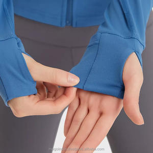 Vestes d'entraînement de gymnastique pour femmes, Sport athlétique, sweat à capuche à manches longues, manteau de Fitness, hauts de Yoga avec trous pour les pouces - Product Image 4