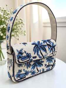 MS Handicraft Multicolor Glass Beaded <b>Bag</b> with Handle Handheld Casual Handbag Indian Handmade Customized Beads <b>Baguette</b> <b>Bag</b> - Product Image 6