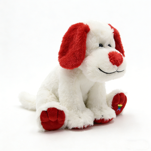 Mochila de Peluche de Perro Rojo y Blanco Adorable con Estrella Arcoíris, Cachorro Gordito Sentado con Cara Sonriente, Relleno de Algodón PP - Product Image 1