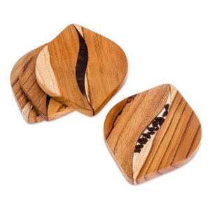 Juego de posavasos de madera cuadrado Premium de latón AK de 4 posavasos atractivos para Decoración de mesa acento/utensilios de cocina - Product Image 3