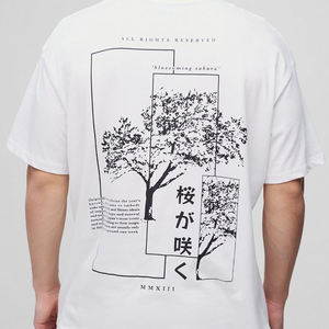 Nuevo estilo Trending White Oversized Blossom Tree Graphic T-Shirt Venta al por mayor OEM 100% Cotton Men's T-Shirt DTG Print Logo T-Shirt - Product Image 5