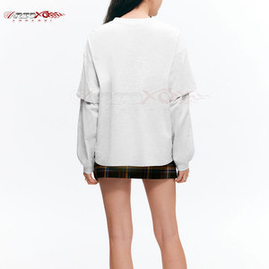 Camiseta de mezcla de algodón de doble capa para mujer con hombro caído y diseño de ajuste de gran tamaño, camiseta de manga larga de doble capa para mujer - Product Image 4