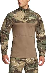 Chemise de combat d'assaut de camouflage tactique imperméable pour hommes uniforme 1/4 avec fermeture éclair à manches longues coupe ajustée <span class=keywords><strong>t-shirt</strong></span> camouflage avec poches - Product Image 4