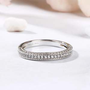 Jeulia 14K Platinum Rhodium Plated Emerald Cut Zircon Wedding Band - Product Image 5