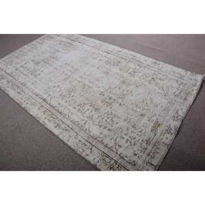 พรมวินเทจขนาด 4.8x7.9 ฟุต สีขาว พรมขนสัตว์โมร็อกโกตุรกี - Product Image 4