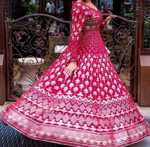 ATIYA LIBAS elegante pesado fiesta/boda desgaste hasta el suelo gasa asimétrica Casual vestido bordado pesado Zardozi Work-2019 - Product Image 4