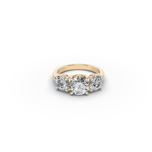 แหวนหินสามเม็ดประดับเพชรโตในห้องทดลอง - Product Image 2