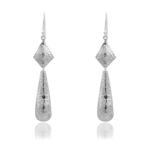 <b>Silver</b> Mountain 925 <b>Sterling</b> <b>Silver</b> <b>Dangle</b> <b>Earrings</b> Women's Hammered Teardrop Drop Light Weight Luxury 925 Hallmarked Wholesale - Product Image 1