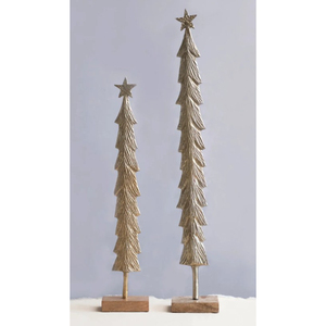 Sapin de Noël de luxe en métal doré Base en marbre naturel Décoration de fête de table artisanale pour la maison et le bureau - Product Image 3