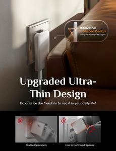 LISEN 65W GaN2.0 USB C Charger Slim 2-Ports Fast Charging Block <span class=keywords><strong>USBC</strong></span> Power Adapter pour <span class=keywords><strong>MacBook</strong></span> <span class=keywords><strong>Air</strong></span> Dell XPS Galaxy S25 Ultra - Product Image 3