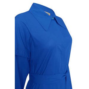 Vestido Camisero Azul Marino de Voile con Detalles en las Mangas y Cintura Impero - Product Image 2